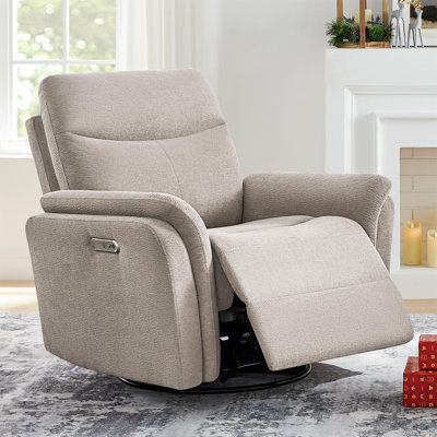 37" Upholstered 3 In 1 Swivel Glider Power Recliner