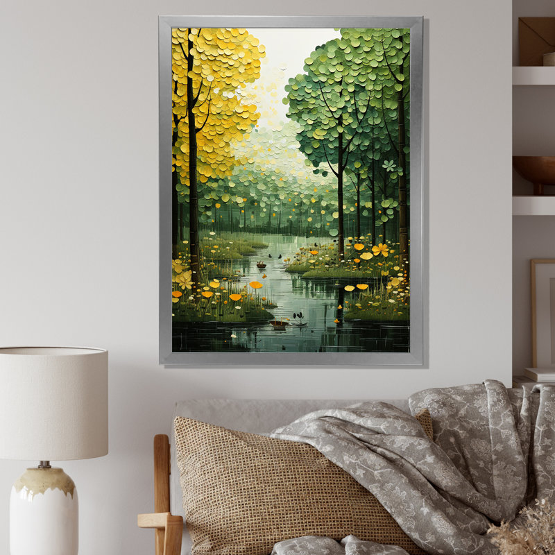 «Green Green Trees», art mural sur toile Cottage, H 32 po x l 24 po x P 1 po, Cadre photo argenté