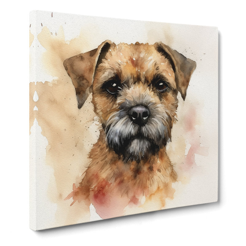 Border Terrier Watercolour - No Frame Square - Wrapped Canvas, 50cm H x 50cm W x 3cm D