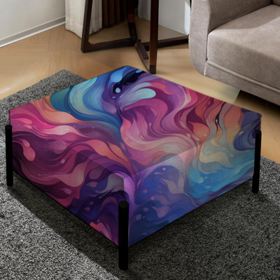 Aura céleste mauve et camouflage bleu avec repose-pieds abstrait carré