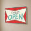 «Retro Open Sign» par Jen Bucheli - Impression sur toile-130801865-130801842