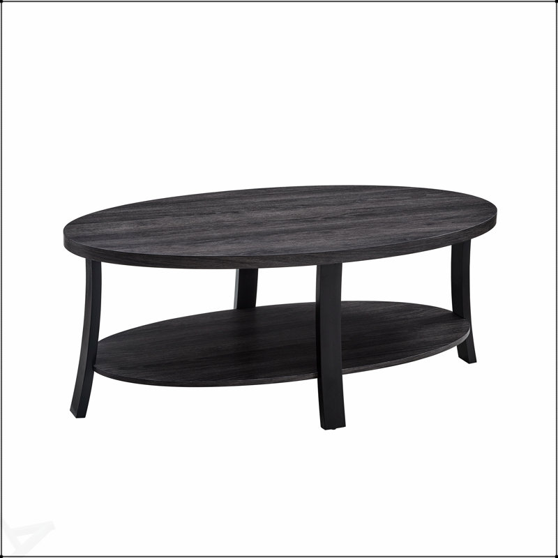Table basse avec tablette en bois Anze, Gris anthracite, Gris anthracite