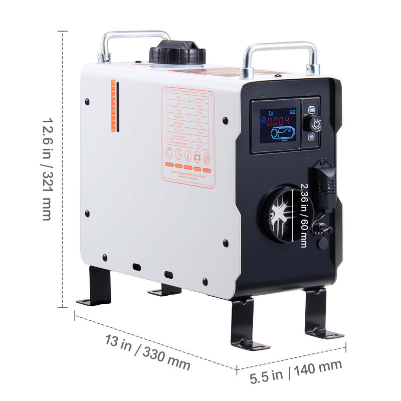 Chauffage d'air diesel 2 kW, 12 V/24 V tout-en-un avec application Bluetooth, télécommande, écran d'affichage, alarme de CO, chauffage rapide pour véhicules et usage extérieur