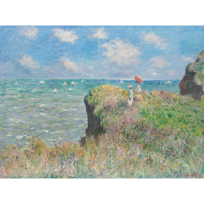 Cliff Walk At Pourville by Claude Monet - Wrapped Canvas Painting, 50cm H x 70cm W x 4cm D