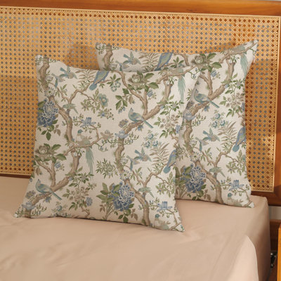 One Pillow Covers 18x18 Set Of 2 Blue Green Bird Floral Throw Pillows Vintage Blue Flowers Decorations O In Teal