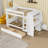 Full Over Full Wood Bunk Bed With Desk And Shelves and Drawer-1052169806
