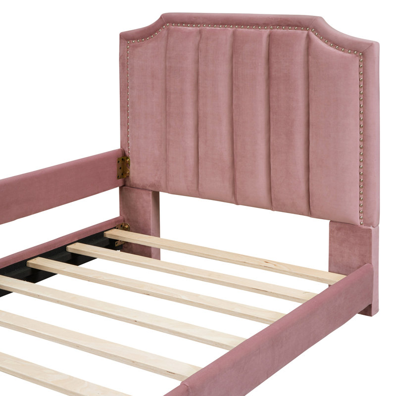 Classic Stripe Headboard Pink Twin Daybed - Foundation, Modern Bedroom Look In Attractive Frame, Allure, Pink