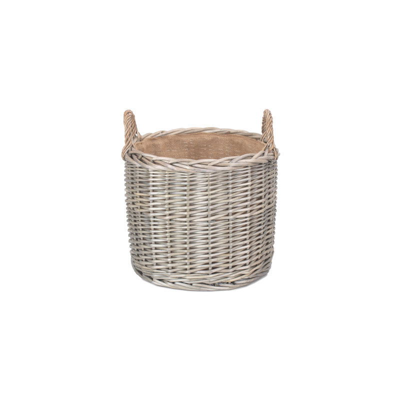 Wicker Lined Log Storage Basket, 36cm H x 36cm W x 36cm D