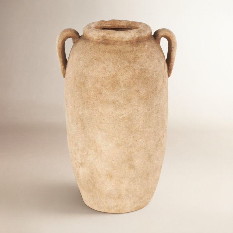 Vase texturé en jonquille et céramique, Marron clair
