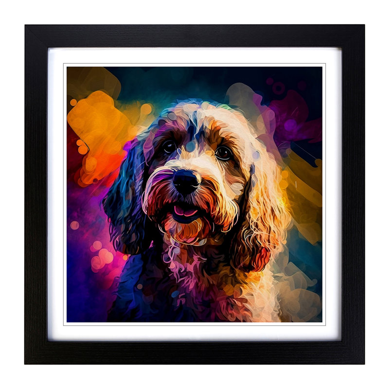 Cockapoo Abstract Expressionism - Framed Print, Black