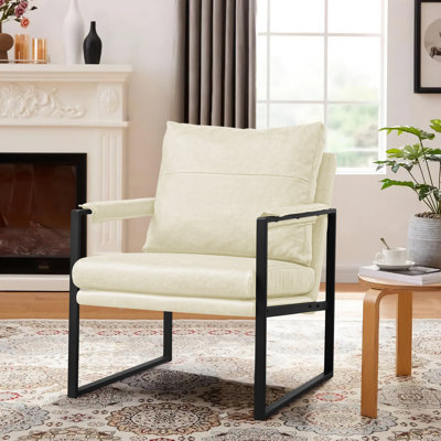 Upholstered Modern Accent Chair with Metal Frame