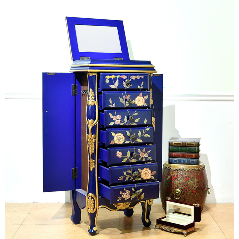 Armoire à bijoux en bouleau peinte à la main American Country Style