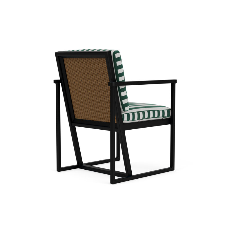 Summit Outdoor Dining Armchair, Ebony, Hickory, Safari White Stripe
