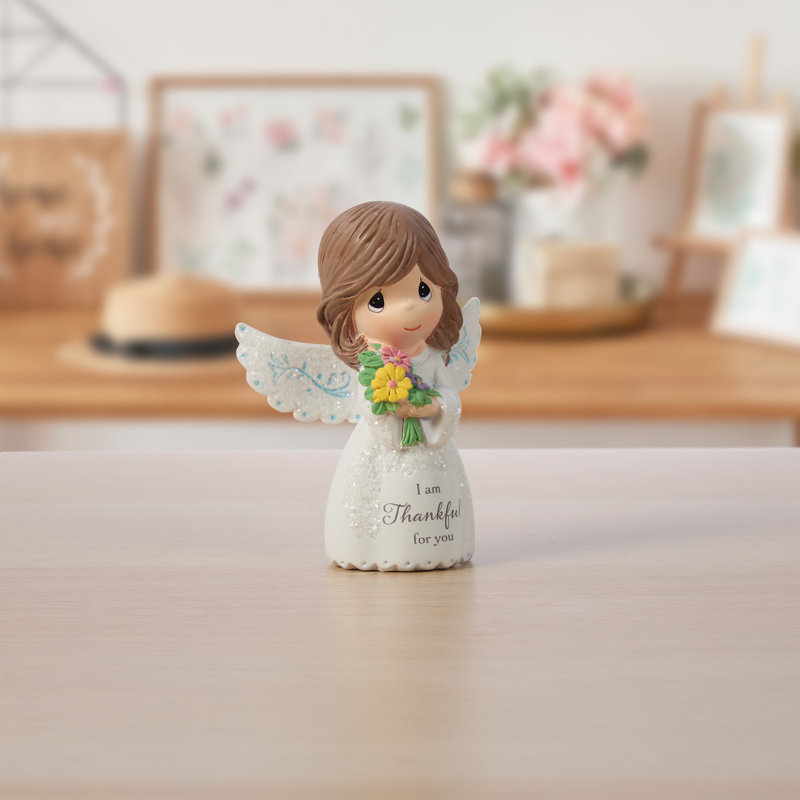 Figurine Precious Moments ange tenant des fleurs reconnaissantes pour vous 3 pouces