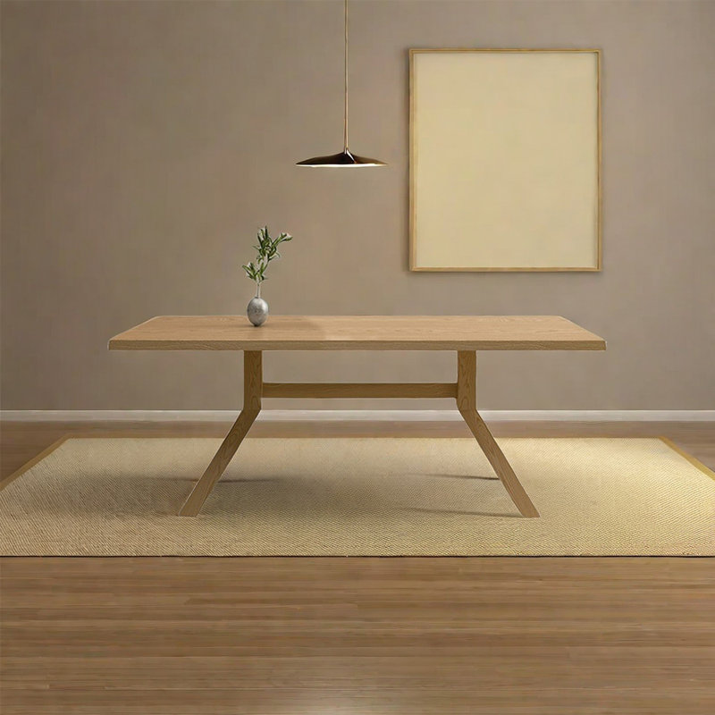 Metella Ash Rectangular Solid Wood Top with Solid Wood Base Dining Table, 27.56" W x 55.12" L