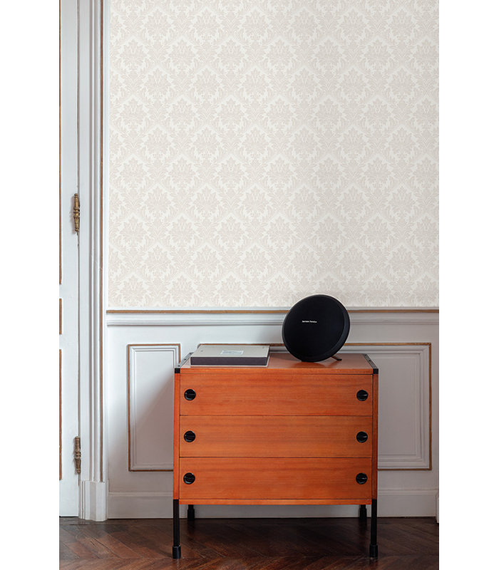 Arcadia Collection Damask Medallion Wallpaper Roll, Off-White