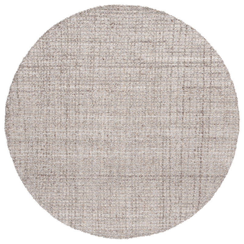 Maighdlin Abstract Hand Tufted Pet Yarn/Wool/Cotton Rug in Light Brown/Brown/Gray, Square 6'