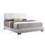 Grand lit avec DEL, matériau en cuir synthétique blanc, pieds droits, tête de lit rembourrée ultrabrillante, profil bas, 3 lattes et sommier tapissier requis, capacité de 660 lb, profondeur de 85 po - taille compatible