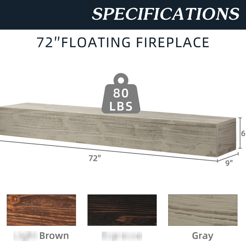 72 "Home Gear - Tablette en bois rustique pour la décoration