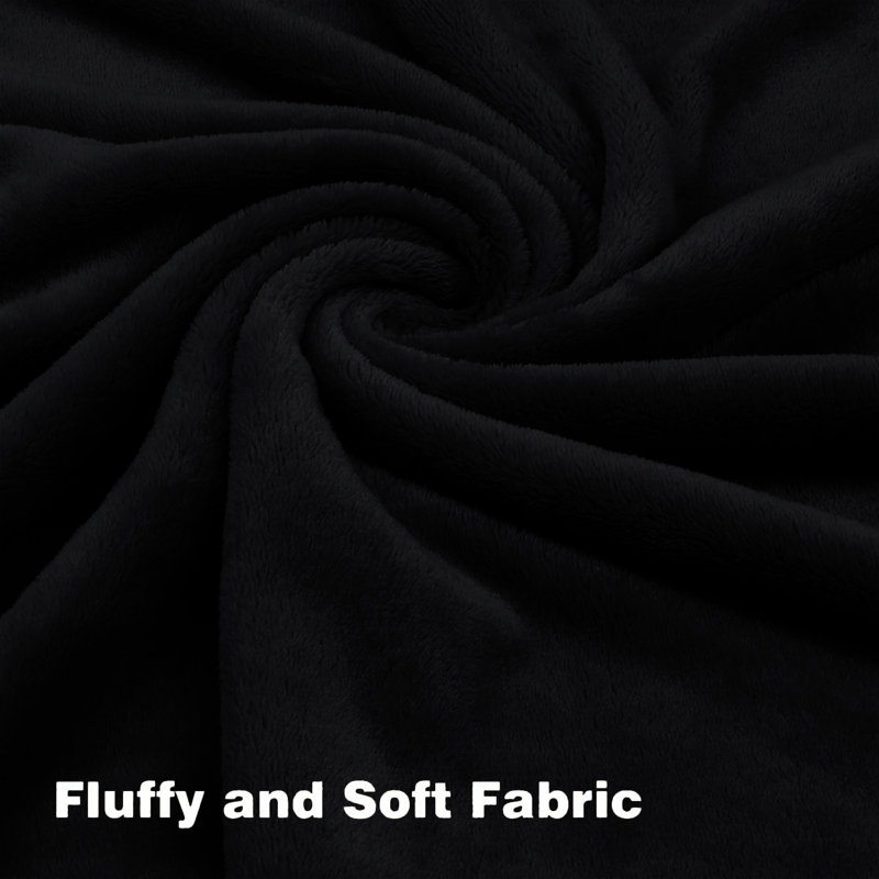 Soft & Cozy Faux Fur Reversible Fleece Throw Blanket , Double, Black