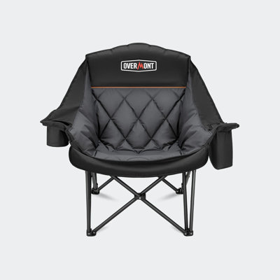 22"W Camping Armchair Chair - 400lbs Support Heavy-with Padded Comfort & Built-In Side Pocket for Outdoor Sports