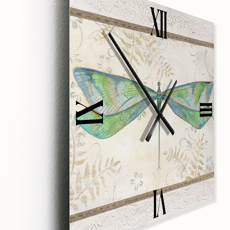 Horloge murale 3 panneaux Summer Dragonfly, Très grand