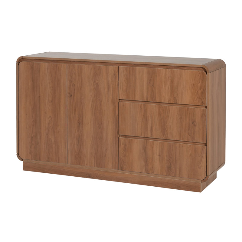 Buffet moderne avec 2 portes et 3 tiroirs, Walnut