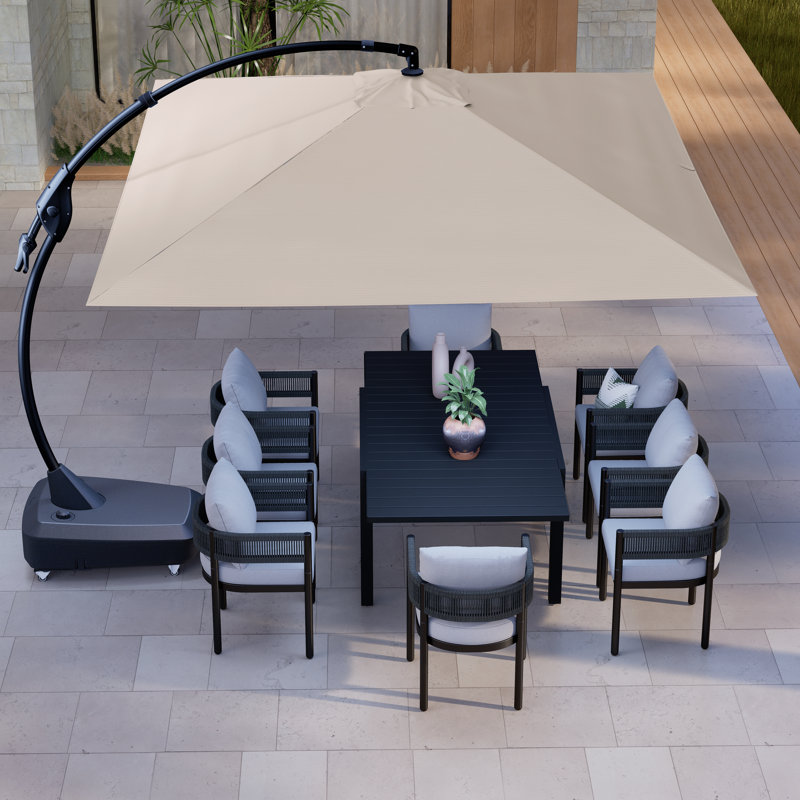 Kappel 10 x 13 ft Adjustable Patio Umbrella with Base - Champagne Kappel 10 x 13 ft Adjustable Patio Umbrella with Base - Champagne