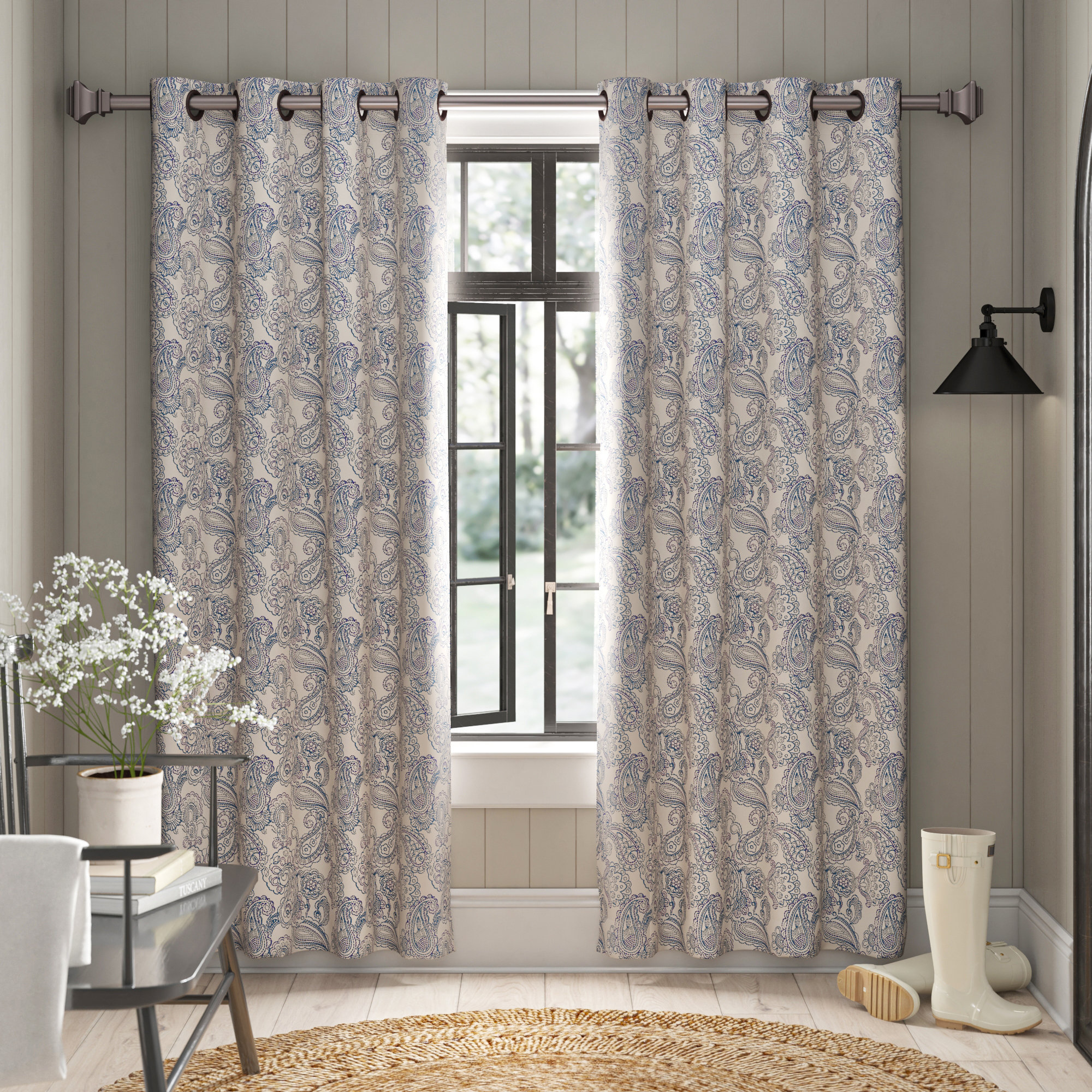 Willingford Blackout Polyester Curtain, Blue, 52"W x 96"L