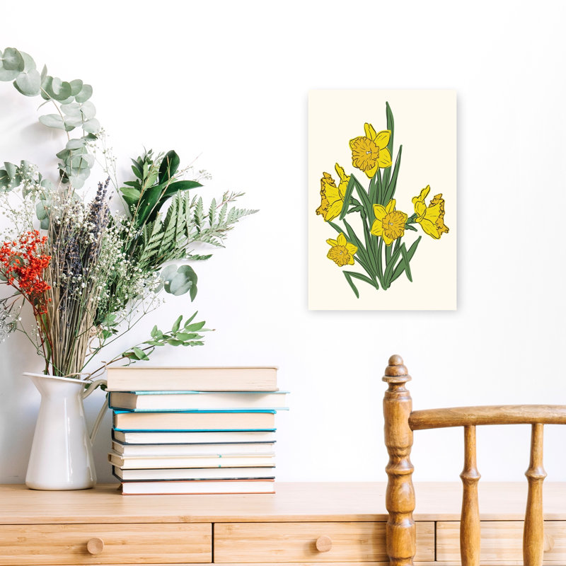 Art floral de jonquilles abstraites, H 18 po x l 12 po