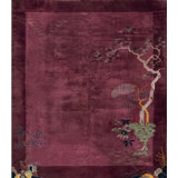 Antique Floral Wool Hand Knotted Pile Purple / Lavender Mauve 1925 Rug
