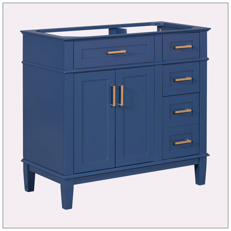 35.40'' Single Bathroom Vanity Base Only, Blue