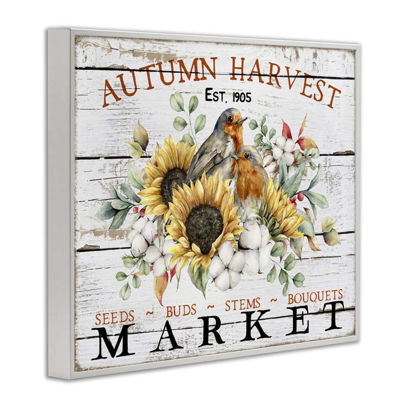 Art automnal sur toile, marché d'automne par Creatif Belle, Giclée encadrée blanc bord de mer, H 24 po x l 30 po
