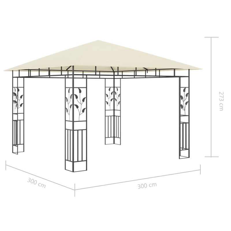 Mricle 118" x 118" Steel Patio Gazebo, Cream