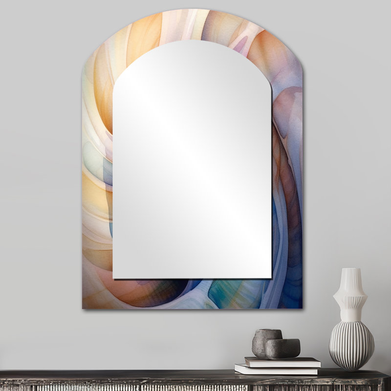Seashell Symphony II - grand miroir mural de forme unique bord de mer, miroir unique de forme libre pêche, impression d'art en métal