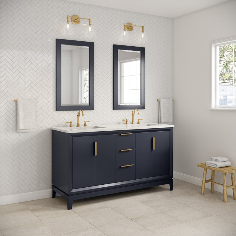 Meuble-lavabo de comptoir en marbre blanc 60 "Elizabeth de Elizabeth avec robinet Elizabeth, Bleu monarque, Crochet
