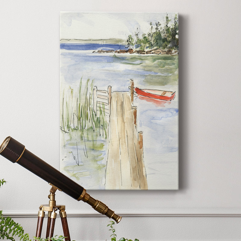 «Sketchy Pier» - peinture sur toile tendue, H 18 po x l 12 po x P 1 po