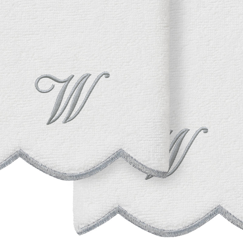 Ensemble de serviettes Linum Home Textiles 100% coton turc ADORNIA, W, Blanc / Gris, Ensemble de 2 serviettes à doigts