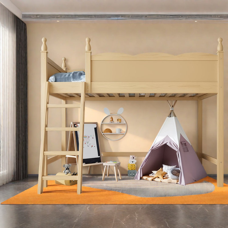 Lit peu encombrant avec rangement, lit mezzanine en bois aggloméré simple, chambre d'enfant moderne