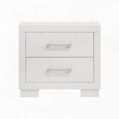2 Drawers MDF Nightstand in Cream White Finish