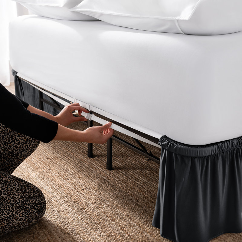 Jupe de lit ajustable 15 ", Double, Noir