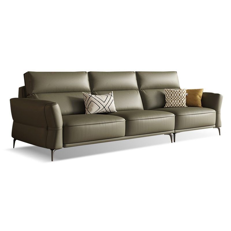 Green Genuine Leather Modular Sofa cushion couch, 35.04" H x 109.45" W x 37.40" D, 4