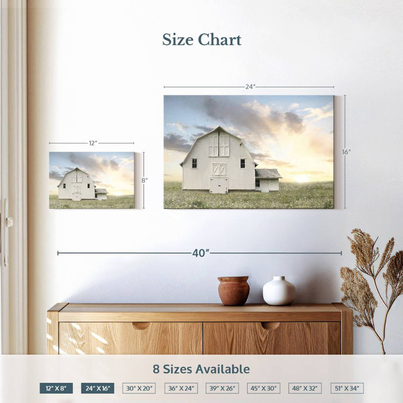 Lilie White Summer Barn, H 16 po x l 24 po