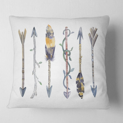 Colorful Ethnics Arrows In Native American Style - Bohemian & Eclectic Printed Throw Pillow
