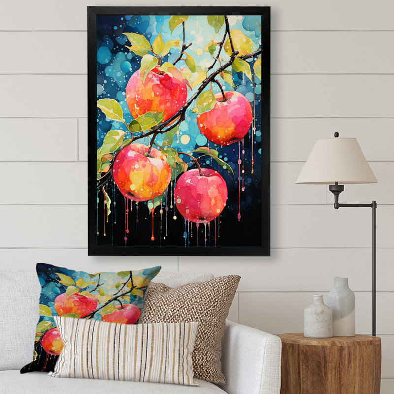 Fleur de pommier cubiste Fusion I - impressions sur toile de ferme, Cadre d'angle fermé noir, H 20 po x l 12 po x P 2 po