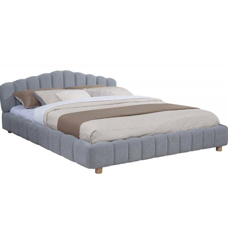 Bleu, velours, cadre de lit grand, design moderne contemporain, chambre à coucher, lit bas, composants, grand assemblage simple, plateforme moderne en velours, bois franc d'ingénierie à lattes, tête de lit,