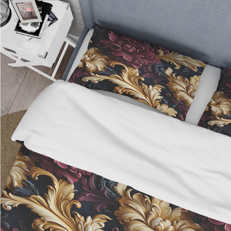 Ensemble de housse de couette en microfibre Timeless Purple Baroque Floral Dreams II