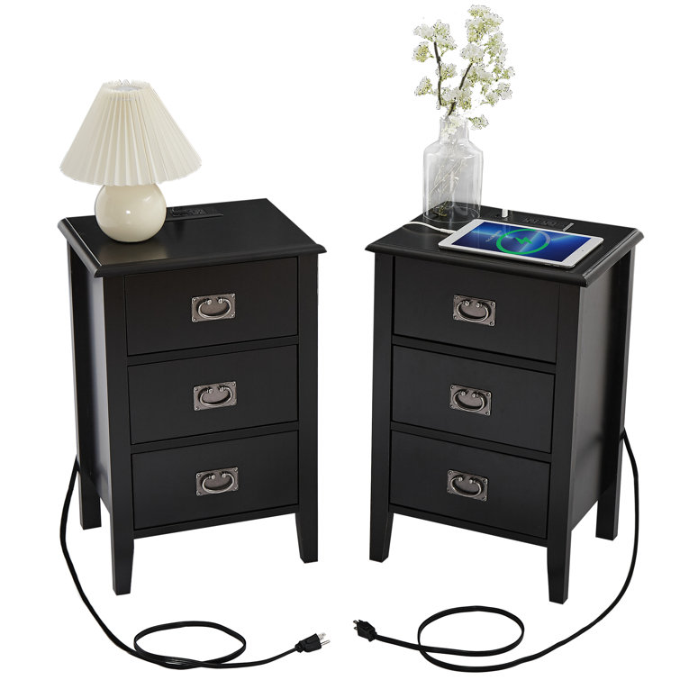 Trent Austin Design® Kempst Nightstand Wood Bedside Table Small Nightstand  with Drawer and Shelf for Bedroom, Living Room, Dorm & Reviews