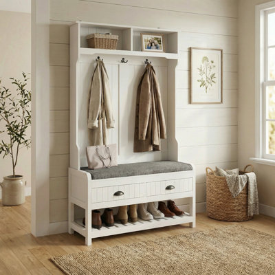 Portemanteau avec banc et rangement pour chaussures