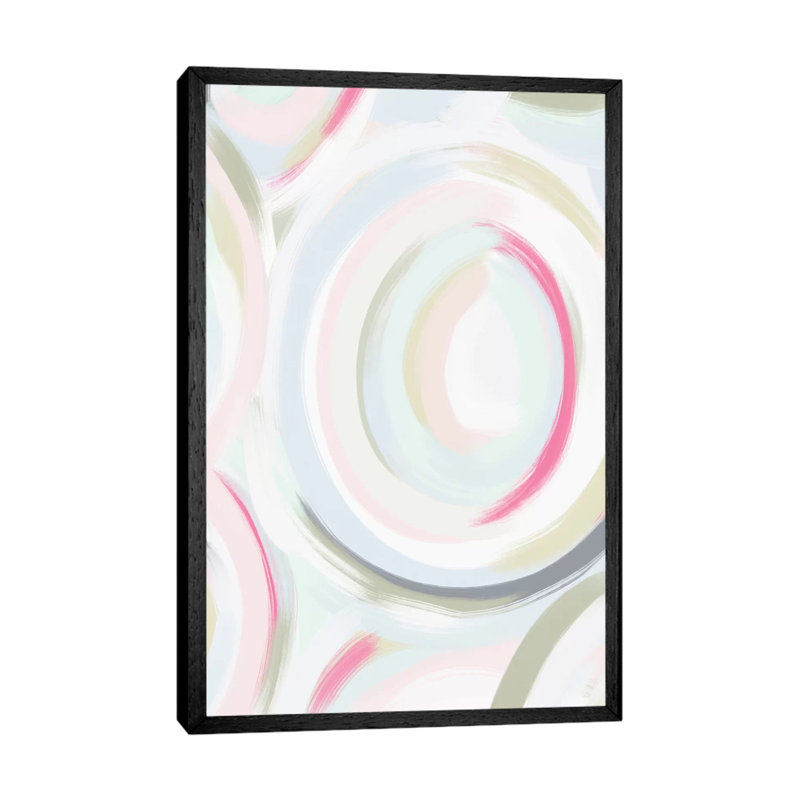 Abstract Pinky I by Leah Straatsma - Painting on Canvas, 101.6cm H x 66.04cm W x 3.81cm D, Black Floater Framed